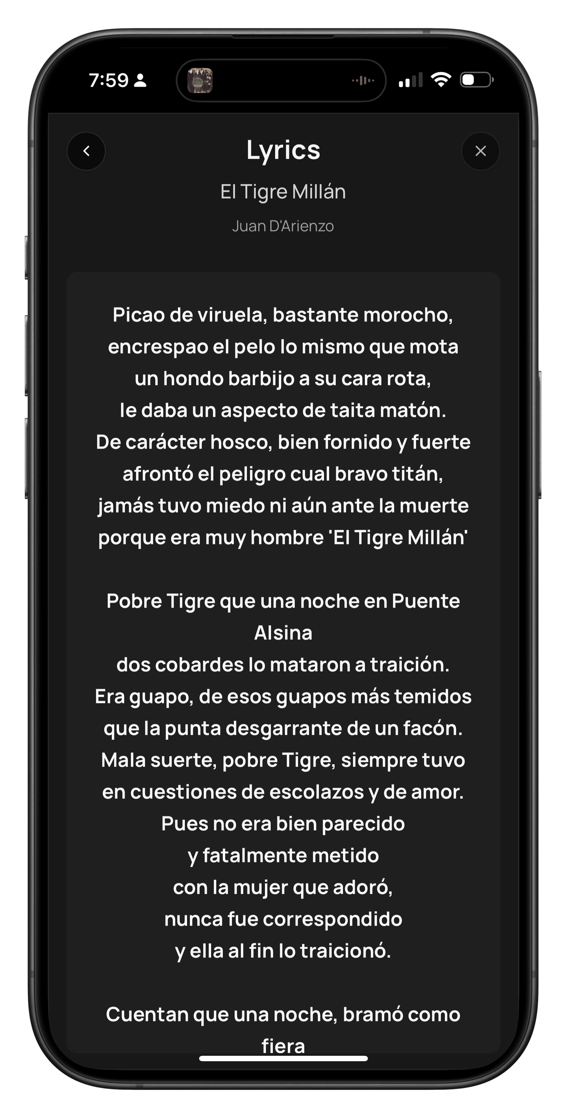 TangoCloud lyrics translation feature on iPhone