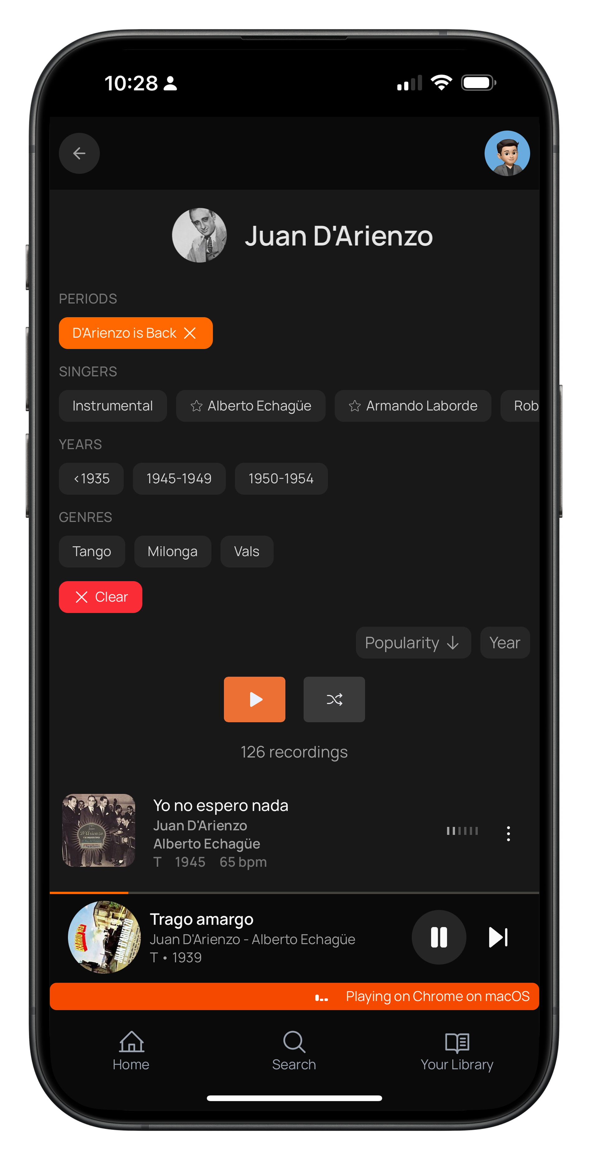 TangoCloud orchestra overview on iPhone