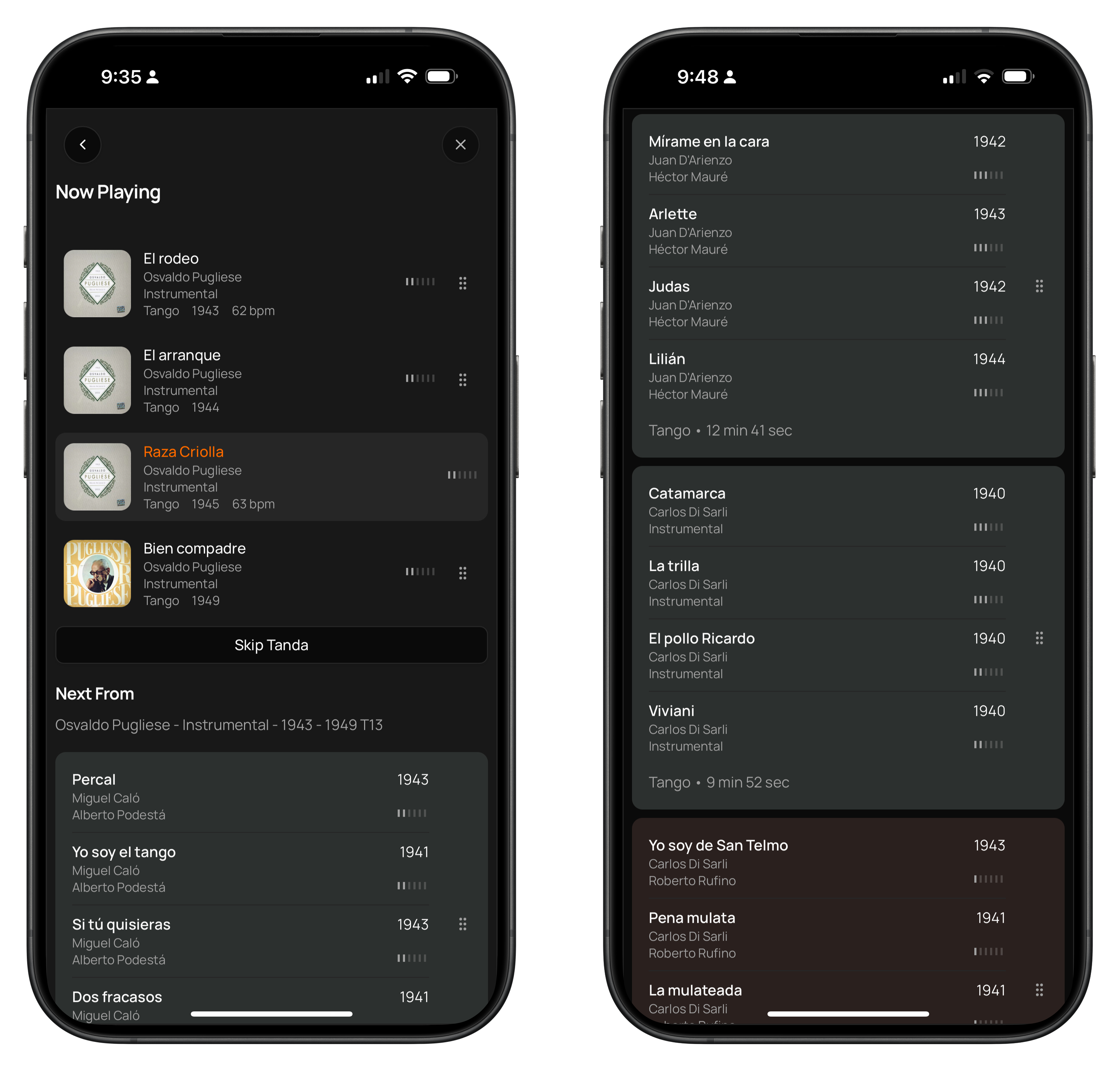 TangoCloud personal DJ feature on iPhone